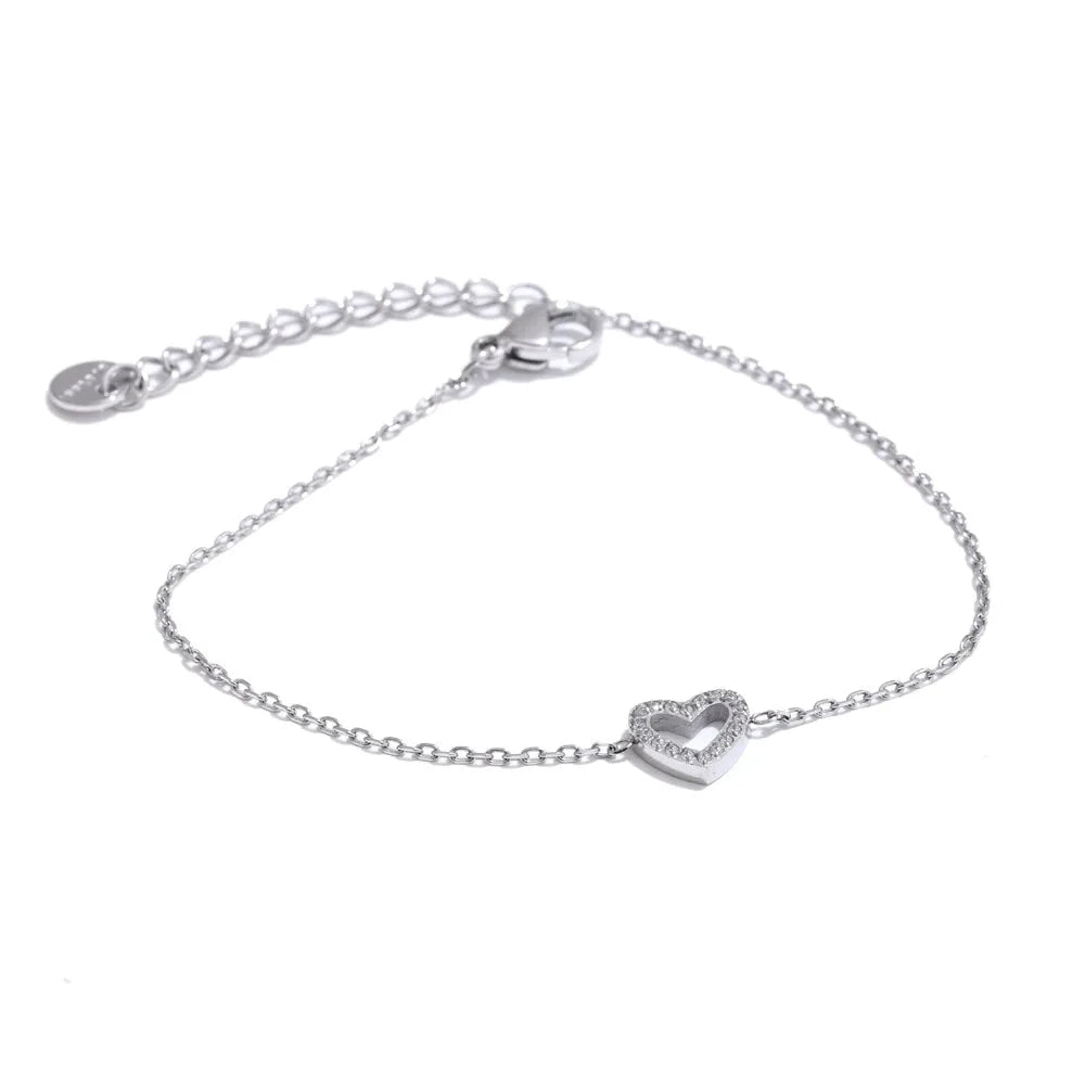 Korean Style Cubic Zirconia Hollow Heart Necklace Pendant Valentines Gift by PoisedMe