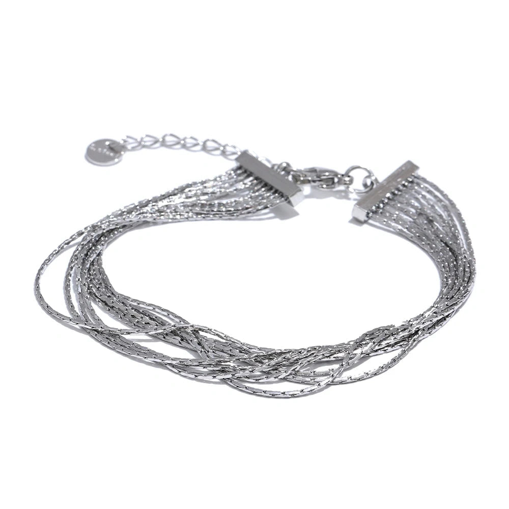 Stainless Steel Multi Layer Bracelet Bangle Jewelry Gold & Platinum PVD Plated Fashion Waterproof Exquisite Chic Chain by PoisedMe