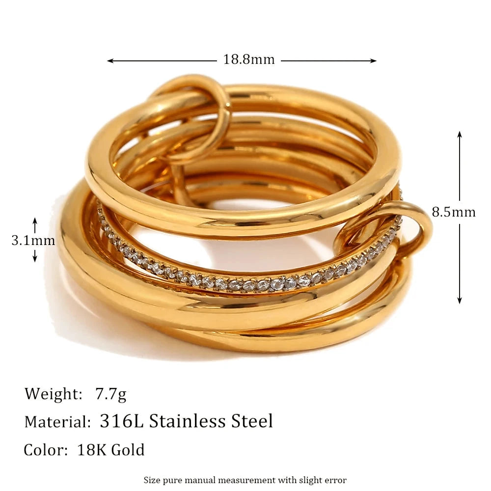 Unique Cool Three/Four Fingers Chain Shape Variable Hiphop Rings Stainless Steel Trendy Accessories Women Men Gifts by PoisedMe