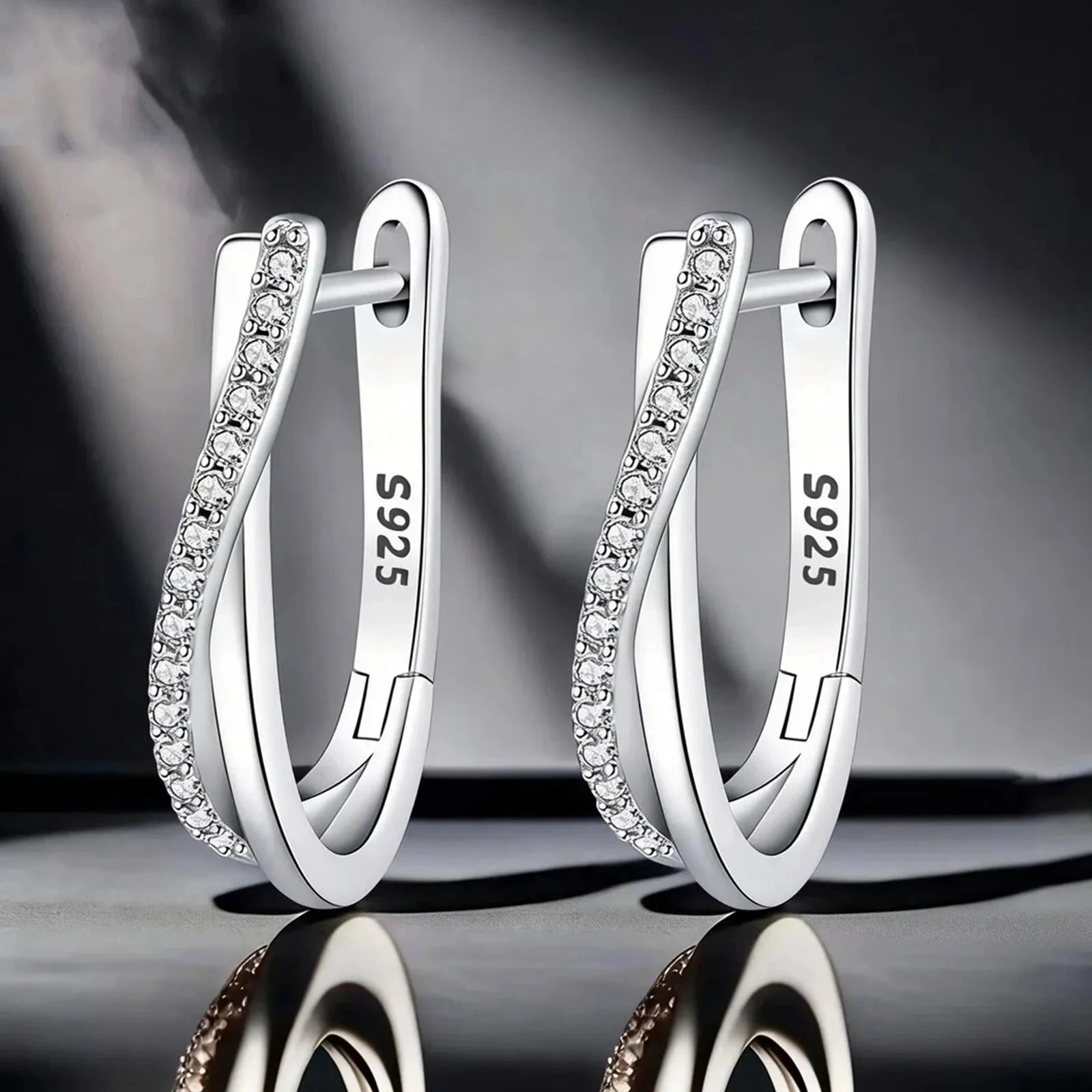 925 Silver Star Twisted Line Hoop Earrings For Women Gift Jewelry by PoisedMe