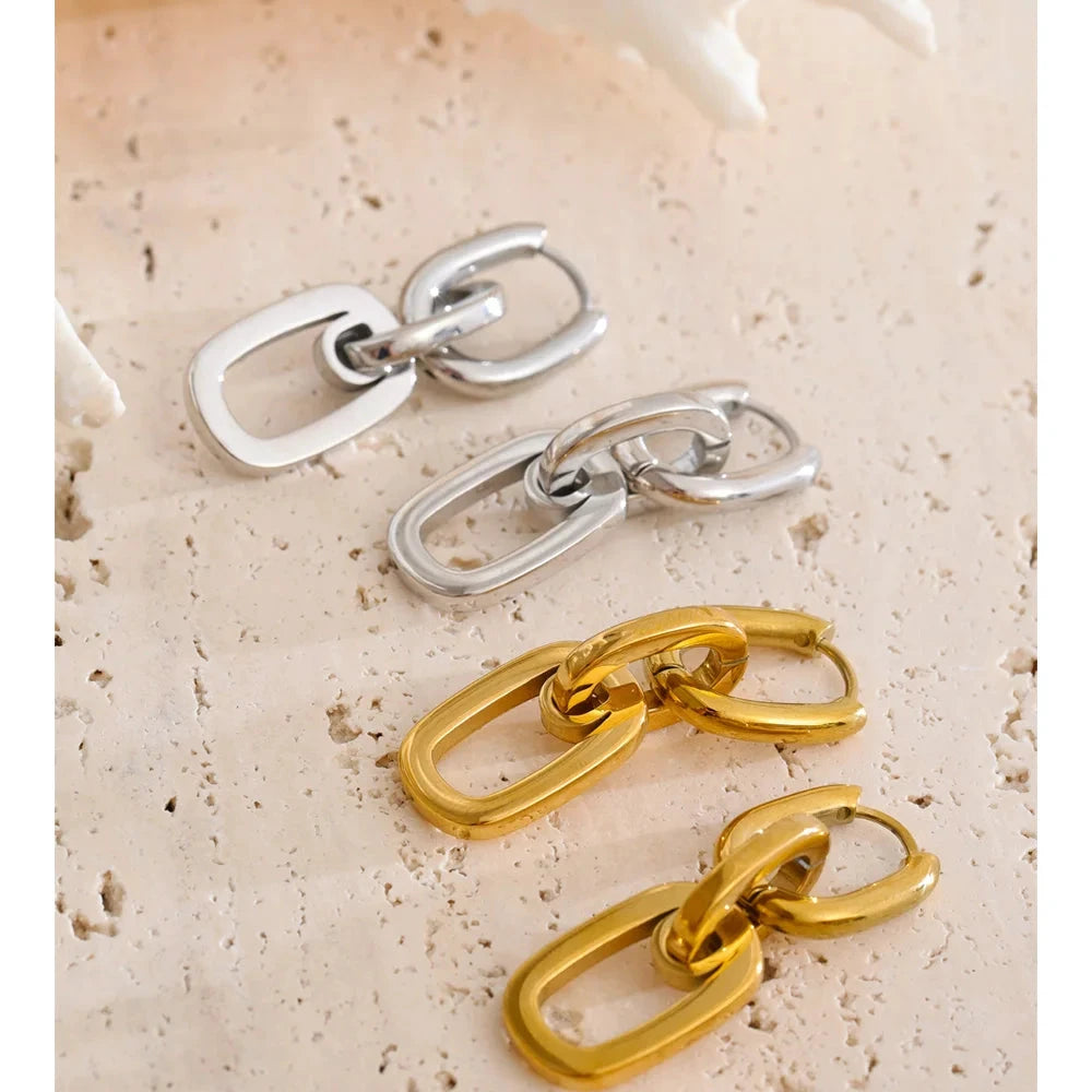 Daily 316 Stainless Steel Rectangle Drop Dangle Earrings for Women Statement Minimalist High Quality Jewelry Wholesale by PoisedMe