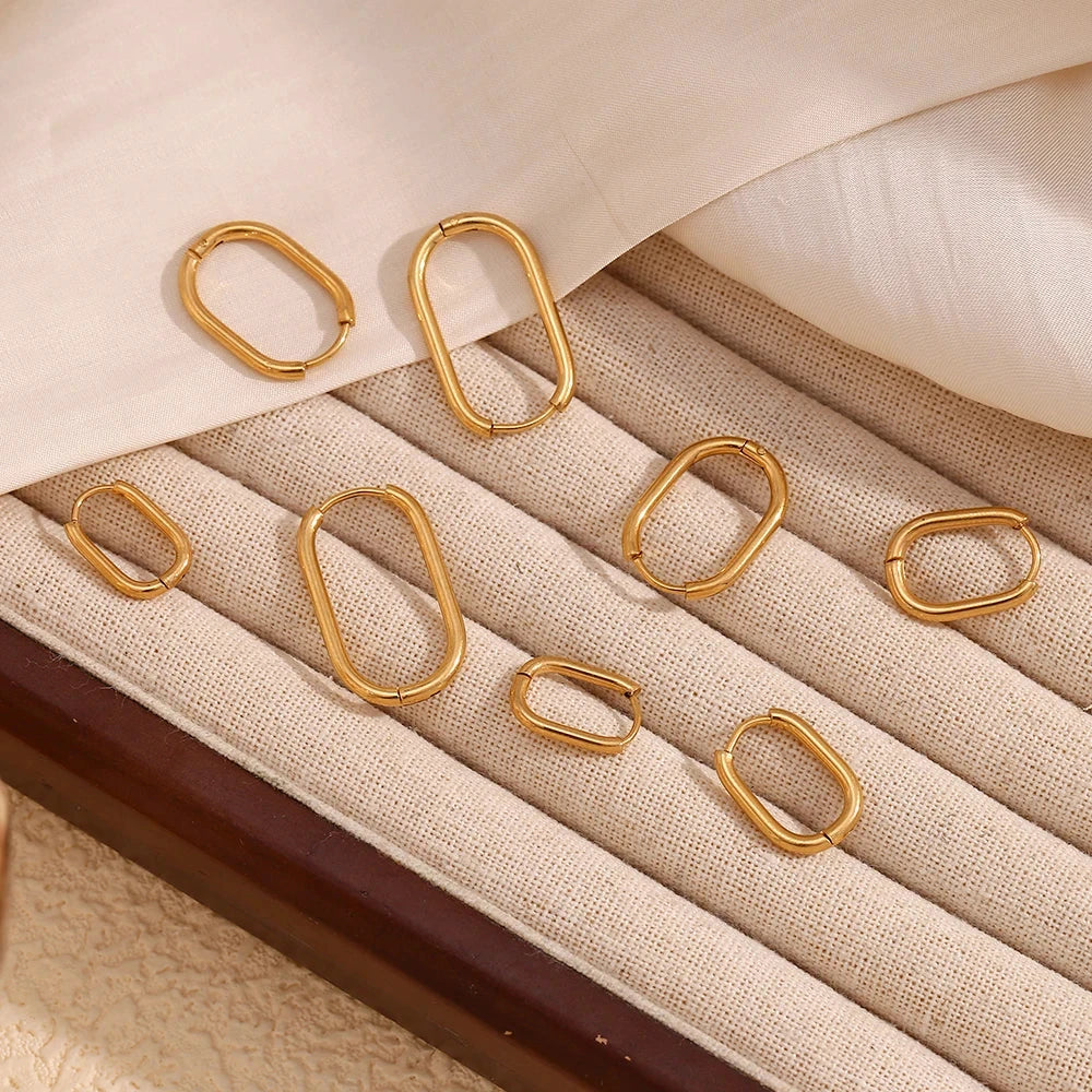 18K Gold U-Shape Hoop Earrings – Classic Waterproof Stainless Steel Hoops by PoisedMe