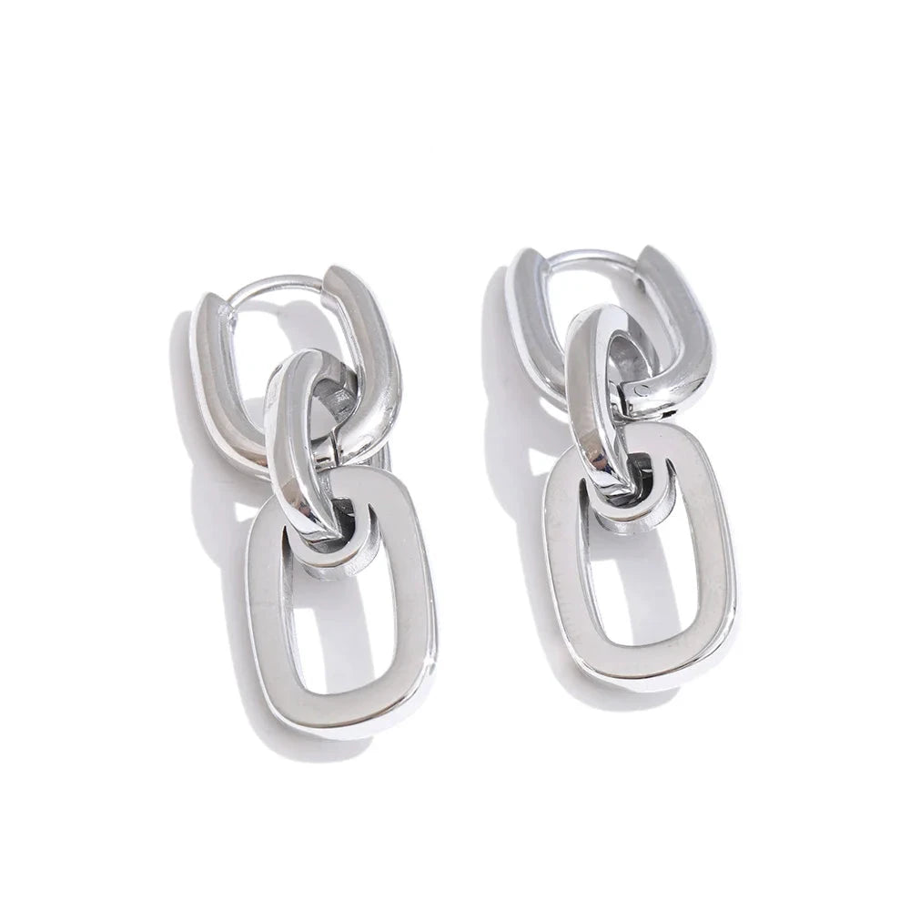 Daily 316 Stainless Steel Rectangle Drop Dangle Earrings for Women Statement Minimalist High Quality Jewelry Wholesale by PoisedMe