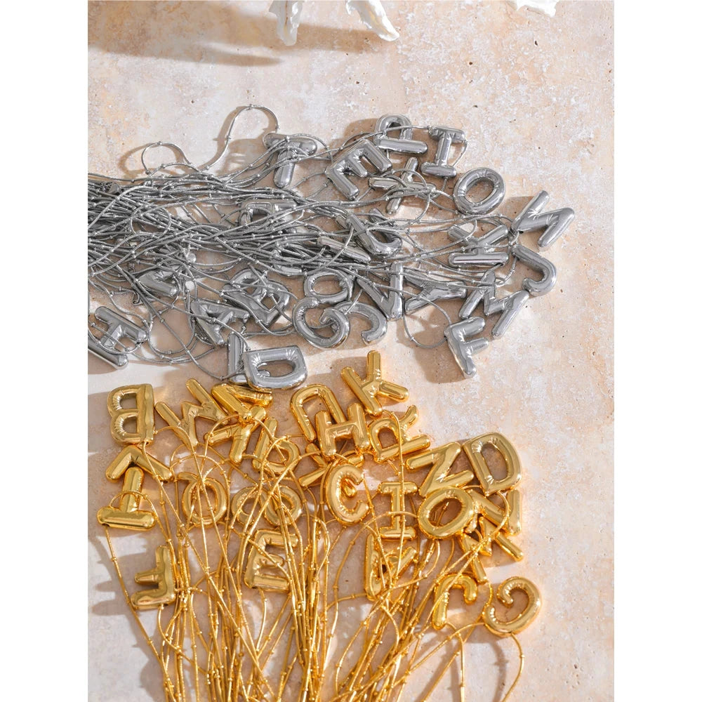 Waterproof 26 English Letter Initial Name Pendant Necklace Stainless Steel 18K PVD Plated A to Z Charm Jewelry Wholesale by PoisedMe