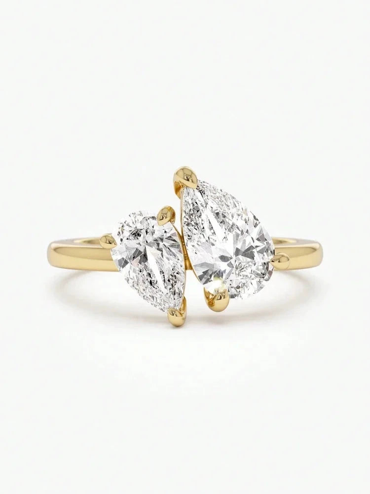 925 Sterling Silver Sparkling Water Drop Interweaving Dazzling Clear Pear CZ Finger Rings For Women Gift Wedding Fine Jewelry by PoisedMe