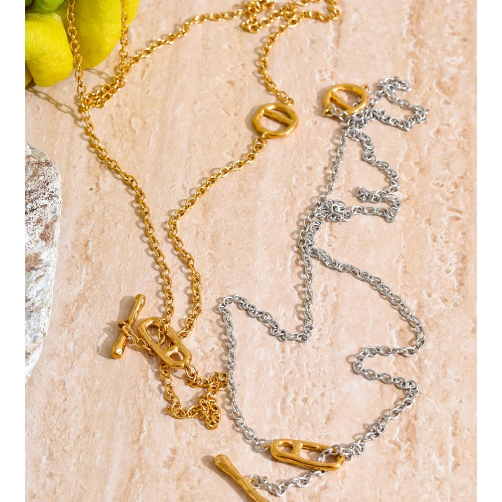 82cm 316L Stainless Steel Chain Necklace With Toggle Clasp Jewelry by PoisedMe