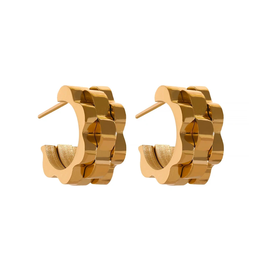 Geometric Stainless Steel Earrings 18K Gold Plated Minimalist Jewelry by PoisedMe