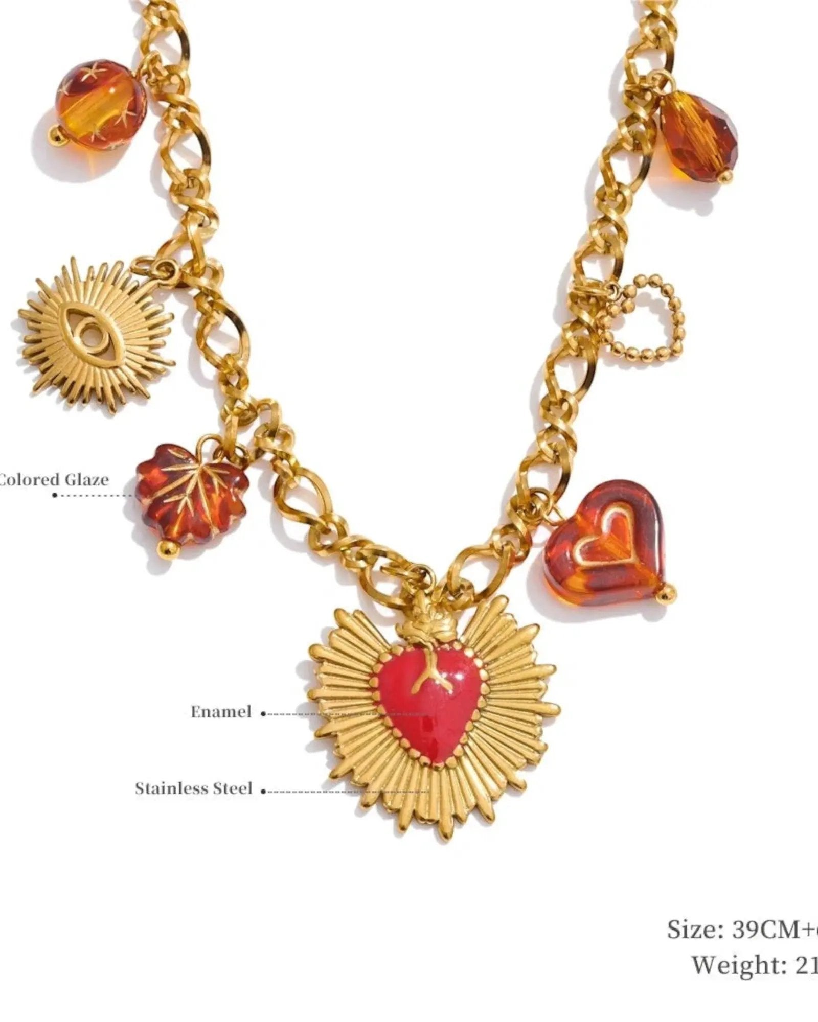 Sun Ocean Charm Pendant Necklace Gold Plated Stainless Steel Waterproof by Poised Me Jewelry Studio