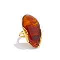 PoisedMe Brown Green Beige Resin Geometric Adjustable Ring Golden PVD Stainless Steel Rust Proof Finger Jewelry Gift -