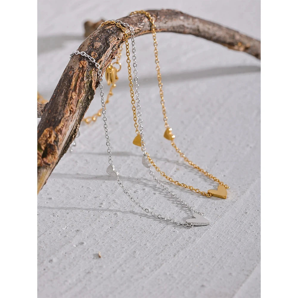 Rust Proof Stainless Steel Heart Chain Anklet Gold Silver Color 18K PVD Plated Summer Fashion Jewelry for Women by PoisedMe