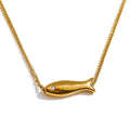 Gold &amp; Silver Fish Necklace – Zircon Accent Waterproof Stainless Steel Jewelry by PoisedMe