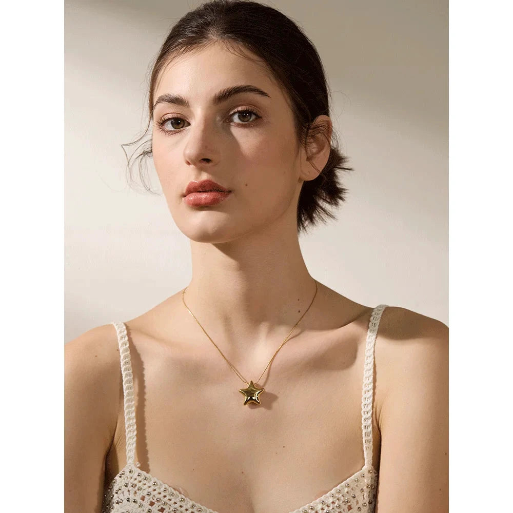 316L Stainless Steel Star Pendant Necklace Waterproof 18K PVD Plated Women by PoisedMe