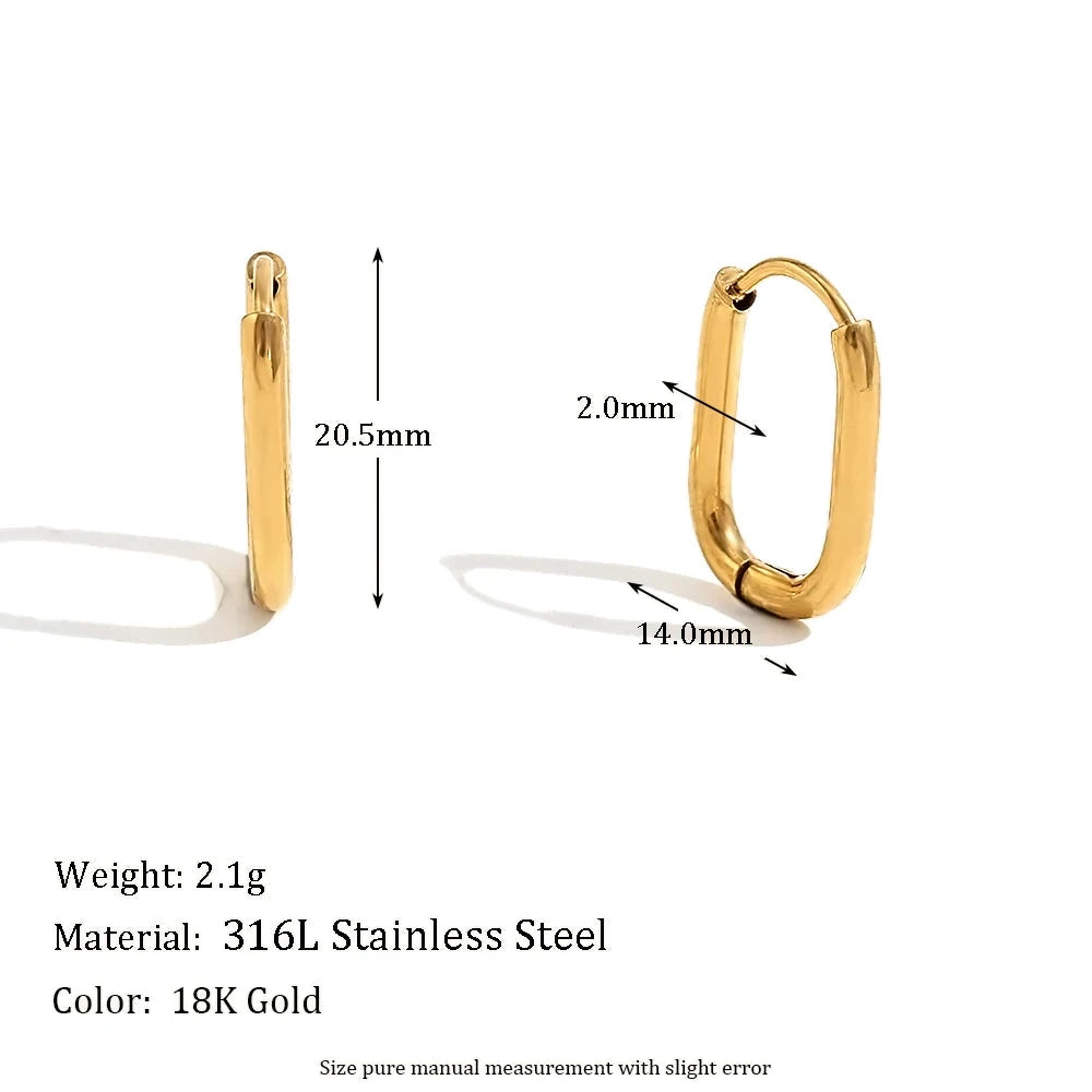 18K Gold U-Shape Hoop Earrings – Classic Waterproof Stainless Steel Hoops by PoisedMe