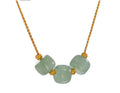 Poised Me Stainless Steel Green Aventurine Pendant Necklace Stylish 18 K Plated Metal Collar Necklace бежутерия женская колье Gift -