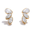 PoisedMe Waterproof Shiny Cubic Zirconia Exquisite Wing Small Stud Earrings Daily for Women Wholesale Stainless Steel Chic Jewelry -