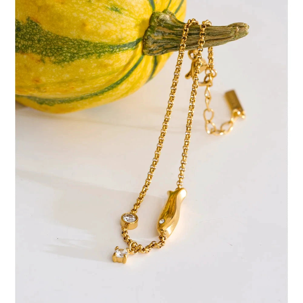 Stainless Steel Zirconia Fish Chain Bracelet Bangle Waterproof PVD Plated Ocean Series Summer Fashion Thin Jewelry by PoisedMe