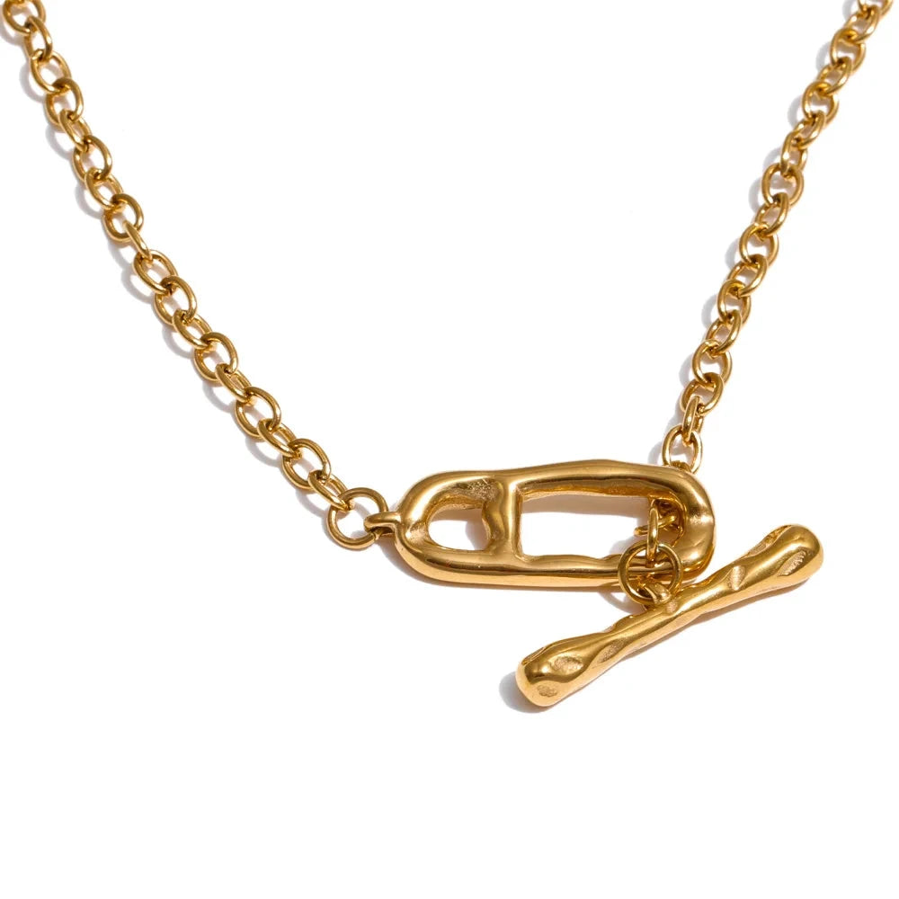 82cm 316L Stainless Steel Chain Necklace With Toggle Clasp Jewelry by PoisedMe