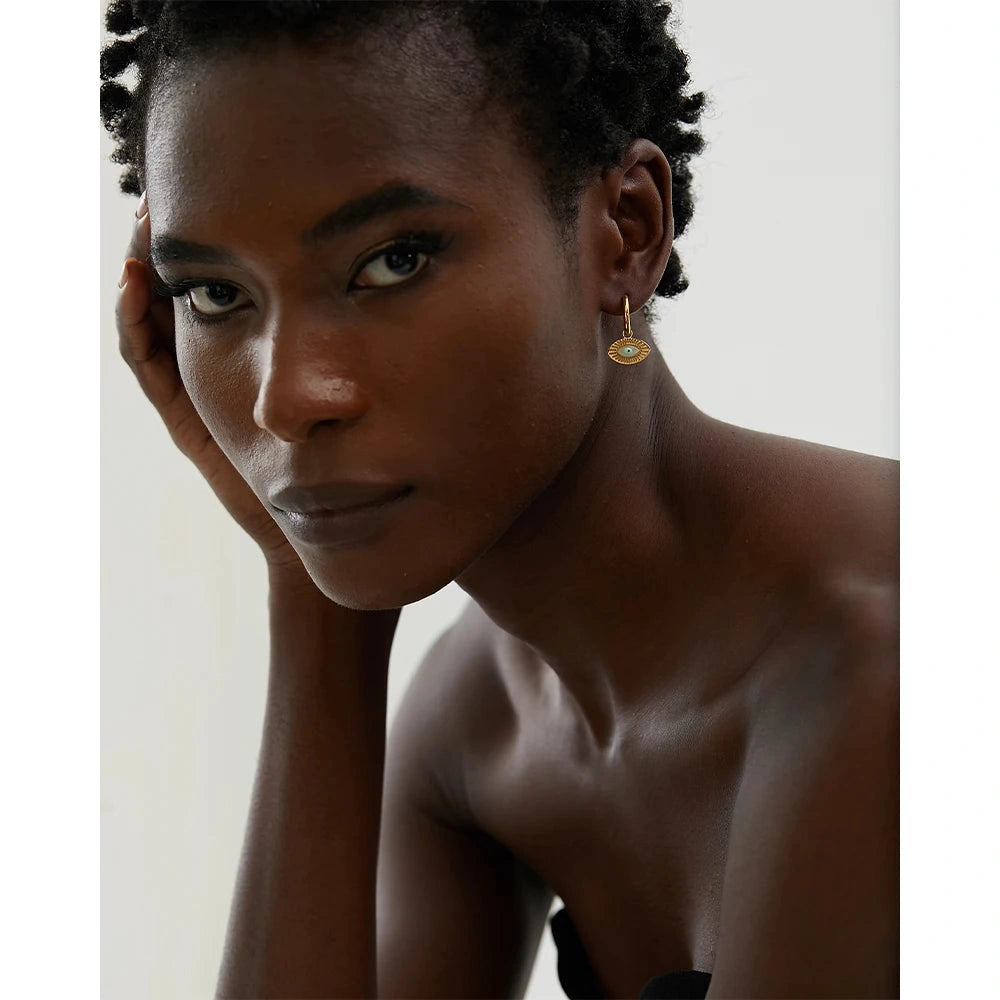 Stainless Steel Turkey Evil Eye Hoop Earrings Trendy Fashion Jewelry for Women Charm Bijoux by PoisedMe