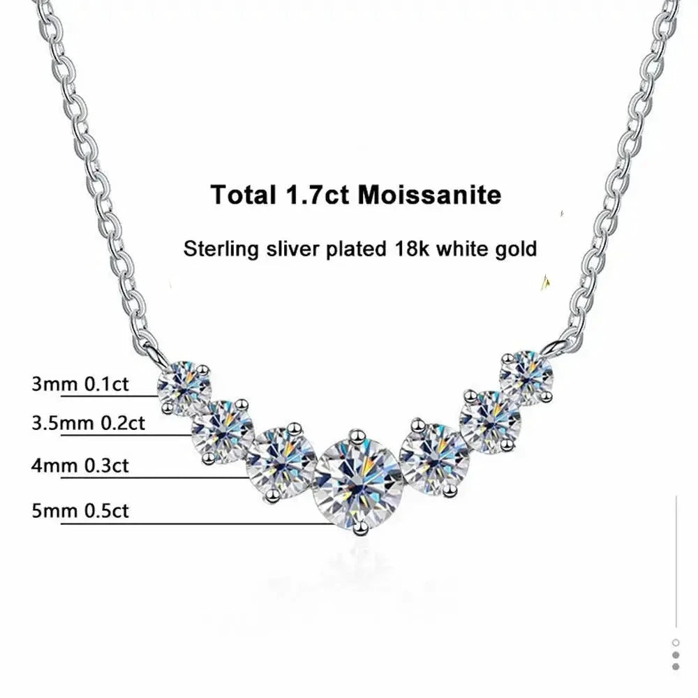 Moissanite Necklace for Women Wedding Fine Jewelry with Certificates 925 Sterling Silver Plated 18K White Gold Necklace by PoisedMe