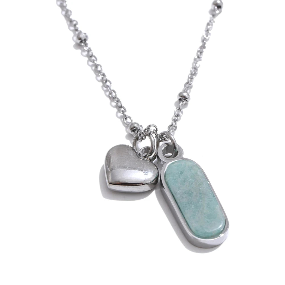 Amazonite Heart Necklace – 18K Gold / Silver Stainless Steel Pendant by PoisedMe