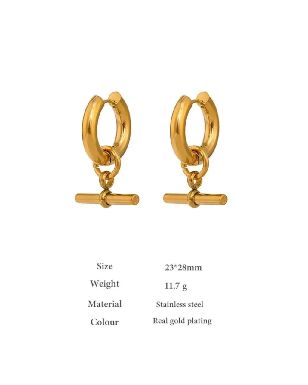 Gold Huggie Style Geometric Hoop 18K Gold PVD Plated Stainless Steel Earrings For Women by Poised Me Jewelry Studio