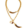 Stainless Steel Double-Layer Resin Horn Pendant Necklace 18K Golden PVD Plated Waterproof Charm Jewelry Gift by PoisedMe