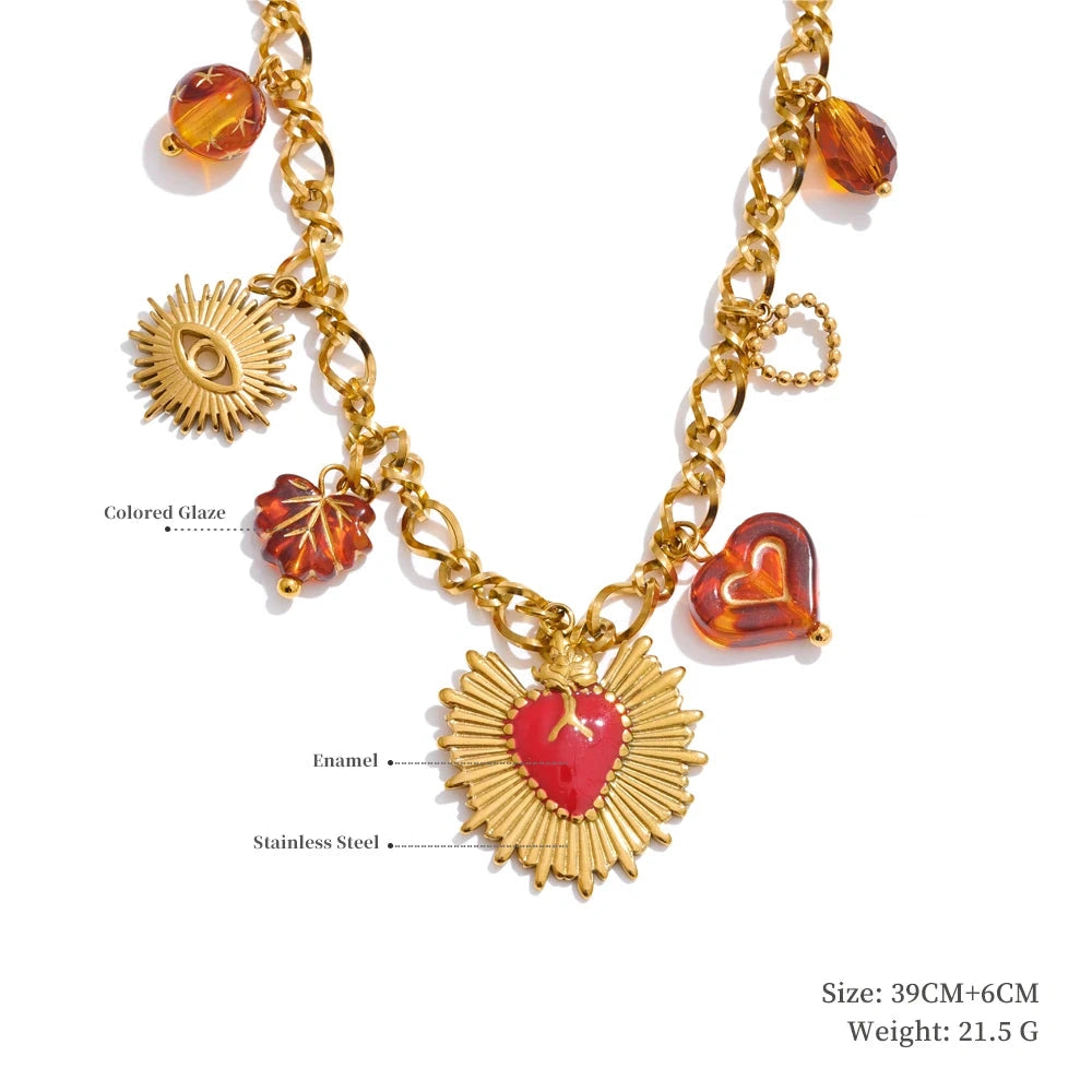 PoisedMe Yhpup Trendy Sun Ocean Charm Pendant Handmade Jewelry Golden Waterproof PVD Plated Stainless Steel Summer Jewelry 2025 Wholesale -