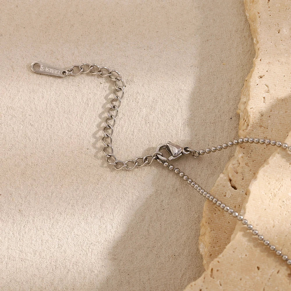 Unique 316L Stainless Steel Round Bead Chain Necklace Party Trend Waterproof Jewelry For Women's Neck Jewelry Gift by PoisedMe