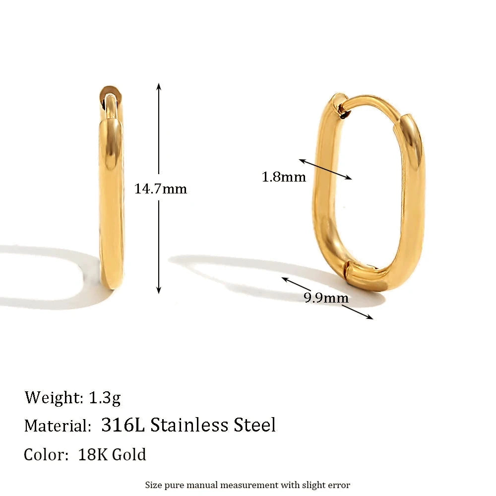 18K Gold U-Shape Hoop Earrings – Classic Waterproof Stainless Steel Hoops by PoisedMe