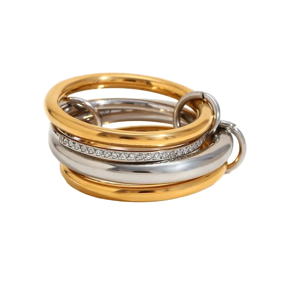 Unique Cool Three/Four Fingers Chain Shape Variable Hiphop Rings Stainless Steel Trendy Accessories Women Men Gifts by PoisedMe