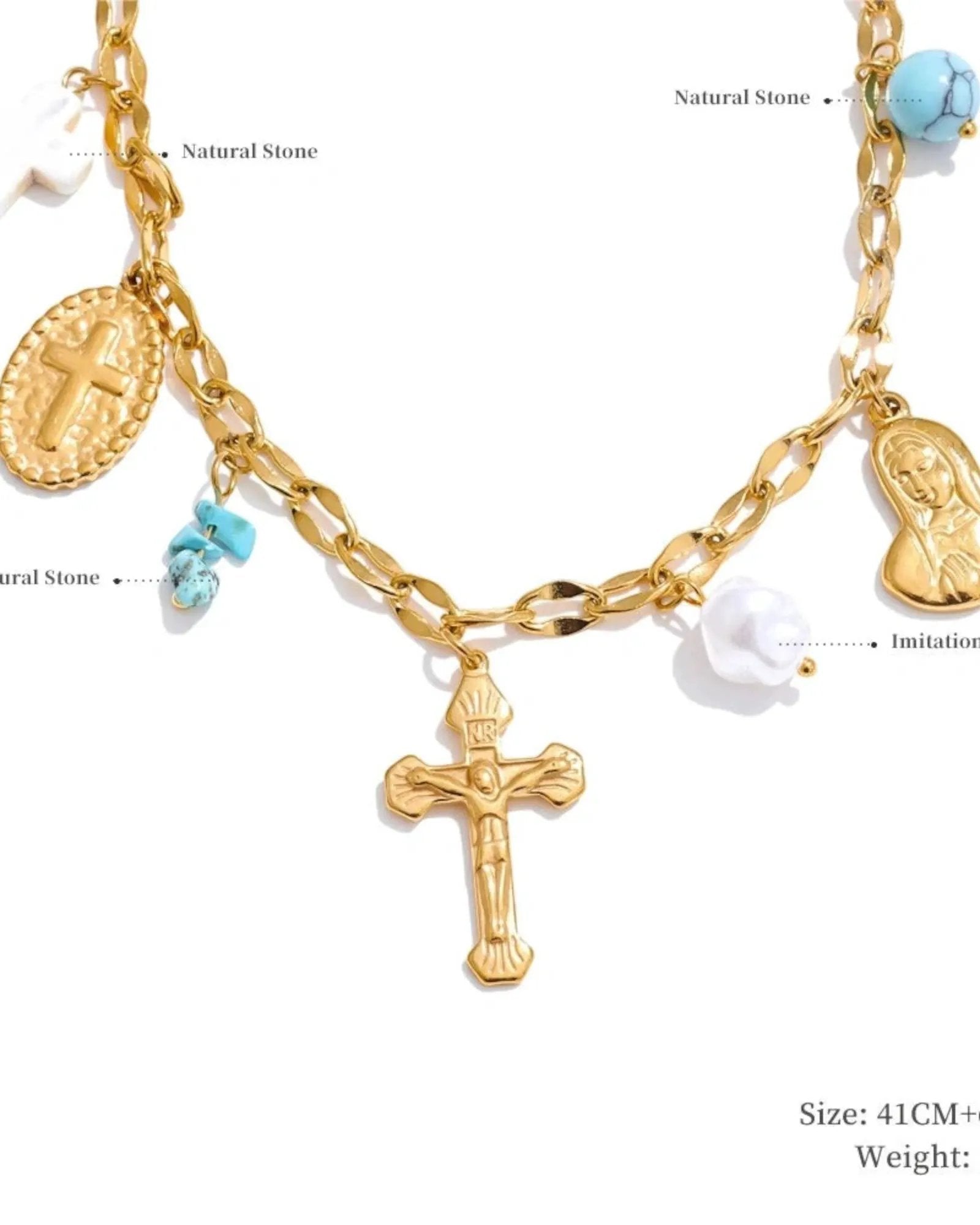 Sun Ocean Charm Pendant Necklace Gold Plated Stainless Steel Waterproof by Poised Me Jewelry Studio