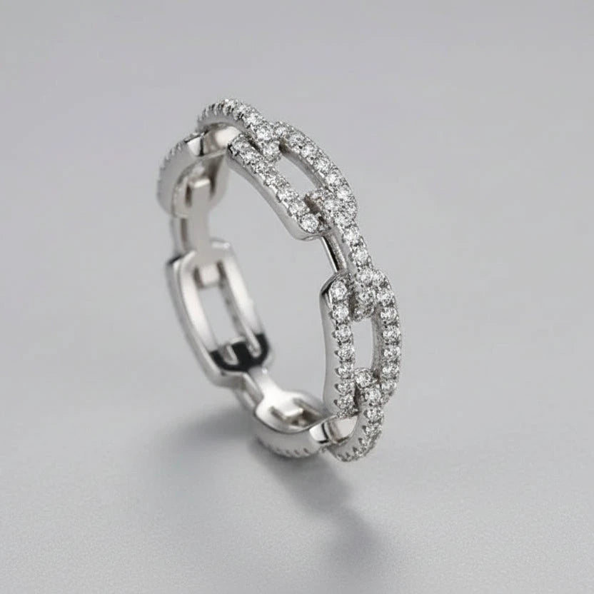 925 Sterling Silver Cubic Zirconia Stackable Ring For Women Platinum Plated by PoisedMe