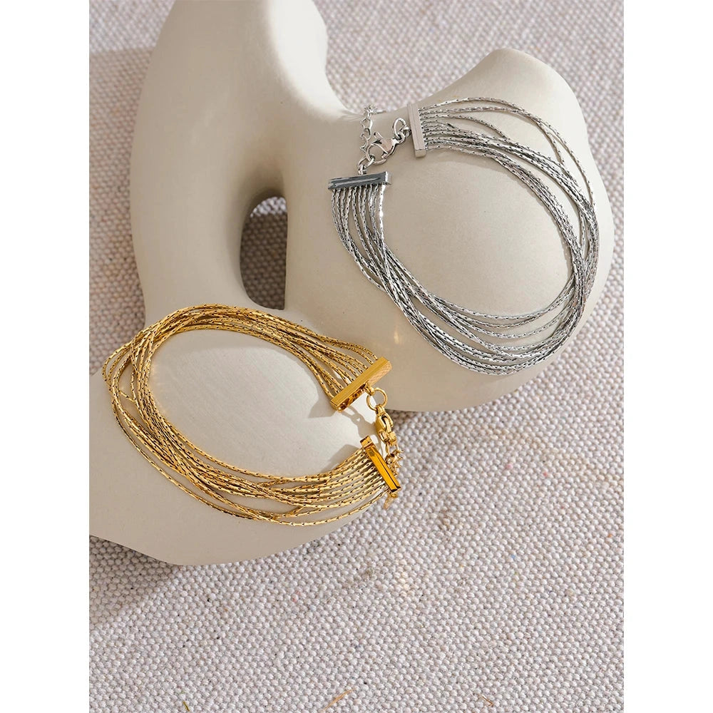 Stainless Steel Multi Layer Bracelet Bangle Jewelry Gold & Platinum PVD Plated Fashion Waterproof Exquisite Chic Chain by PoisedMe