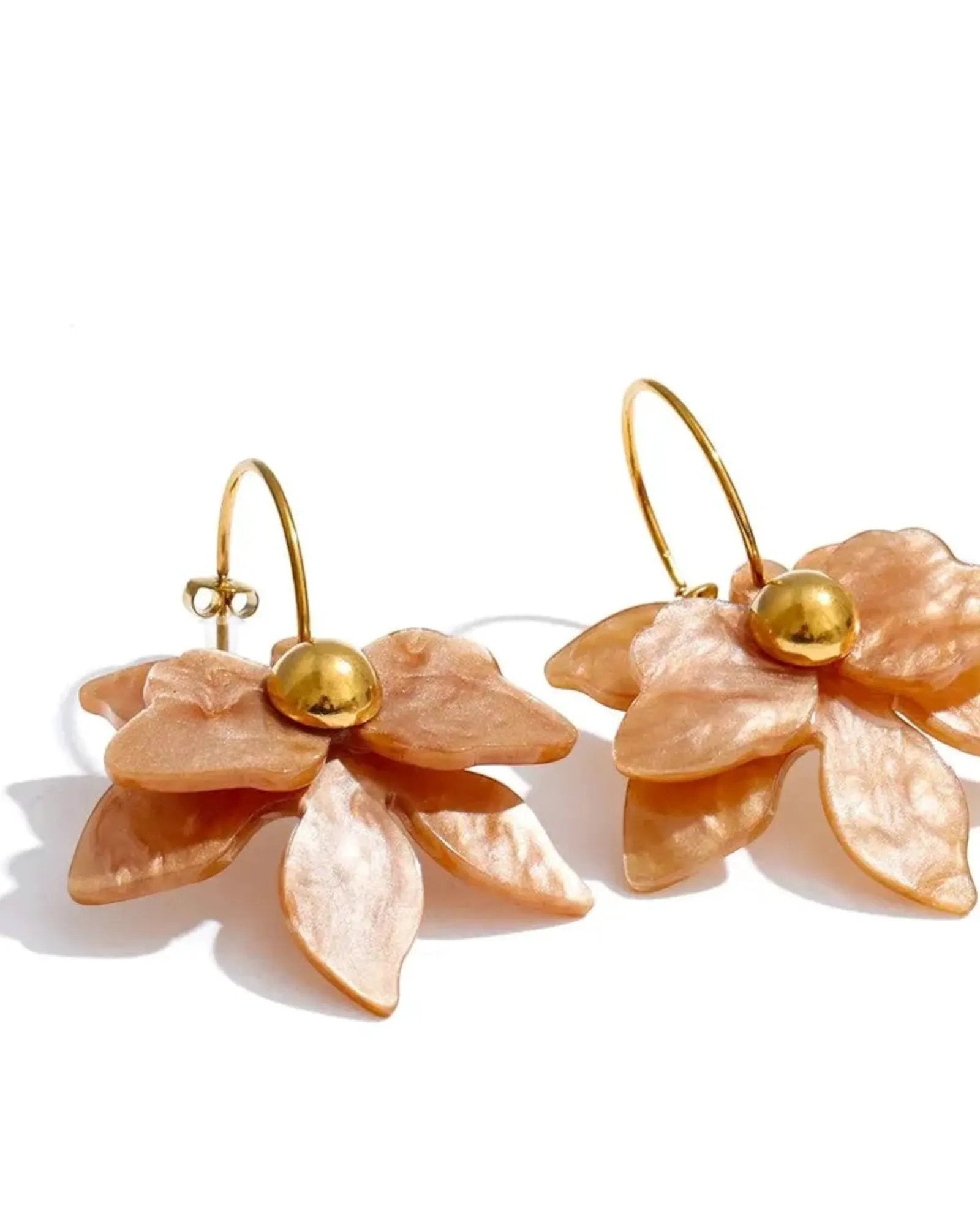Multicolor Acrylic Flower Petal Drop 18k PVD Plated Stainless Steel Earrings Hooks by Poised Me Jewelry Studio