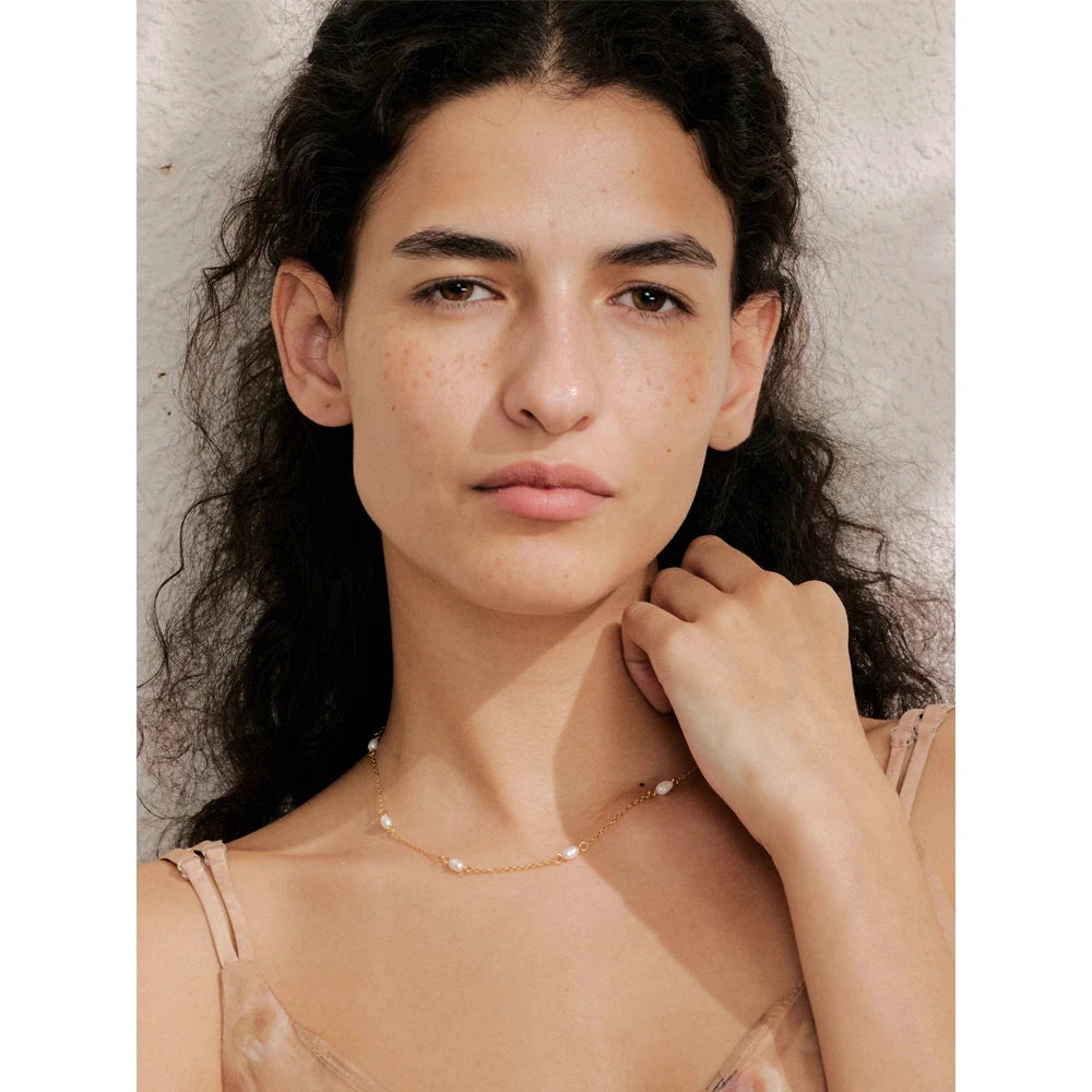 Natural Freshwater Pearl Thin Chain Handmade Necklace Arrivals Stainless Steel Fashion Basic Daily Waterproof Jewelry by PoisedMe