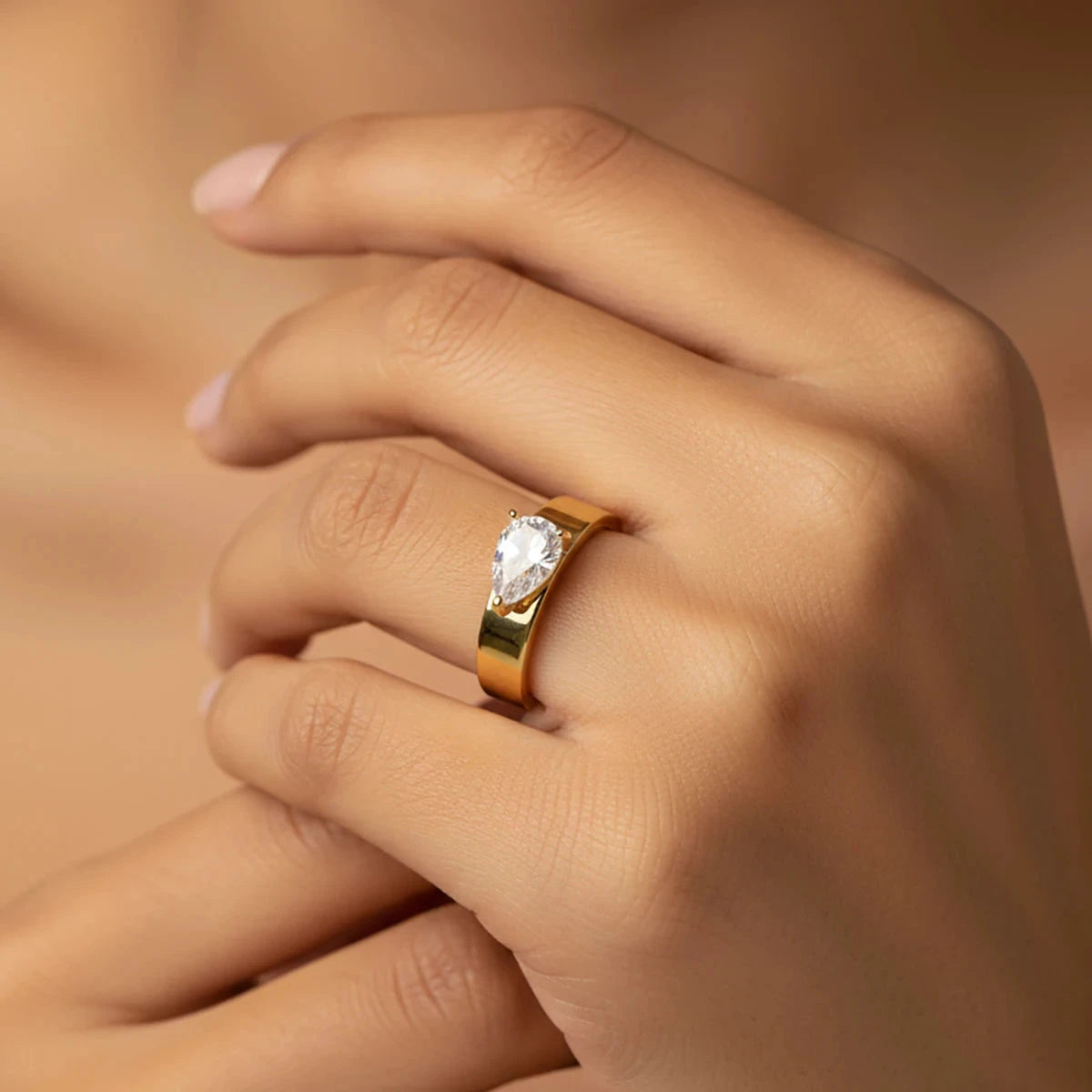 925 Sterling Silver Sparkling Water Drop Interweaving Dazzling Clear Pear CZ Finger Rings For Women Gift Wedding Fine Jewelry by PoisedMe