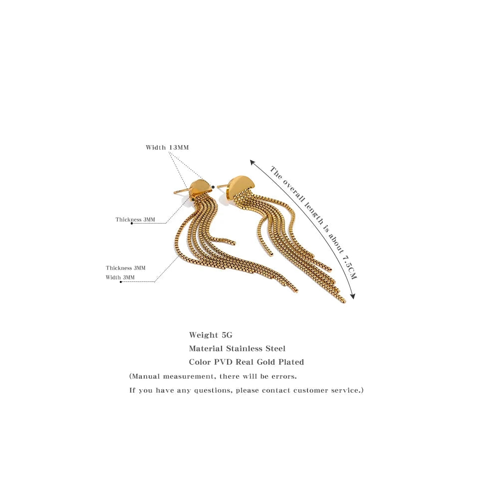 8K Gold &amp; Silver Long Tassel Earrings – Modern Dangle Jewelry by PoisedMe