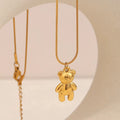 316L Stainless Steel 3D Bear Pendant Necklace Earrings Women's Charm 18K Gold Plated Jewelry High Quality Gift by PoisedMe