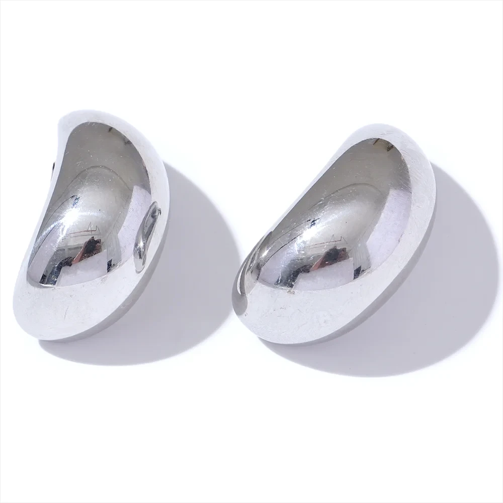 Smooth Stainless Steel Metal Geometric Fashion Daily Earrings Texture Charm Gold Platinum Color Plated Jewelry Waterproof by PoisedMe