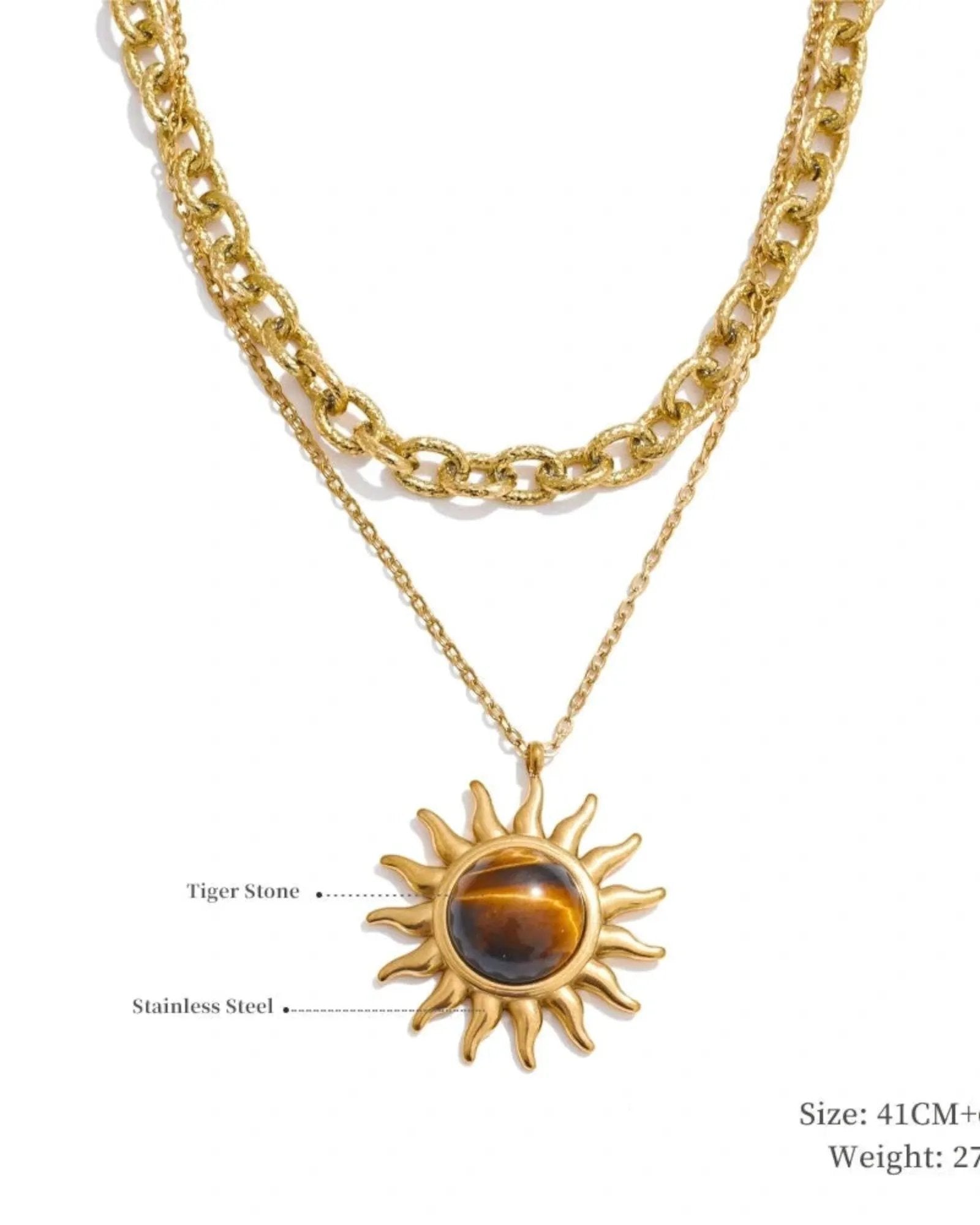 Sun Ocean Charm Pendant Necklace Gold Plated Stainless Steel Waterproof by Poised Me Jewelry Studio