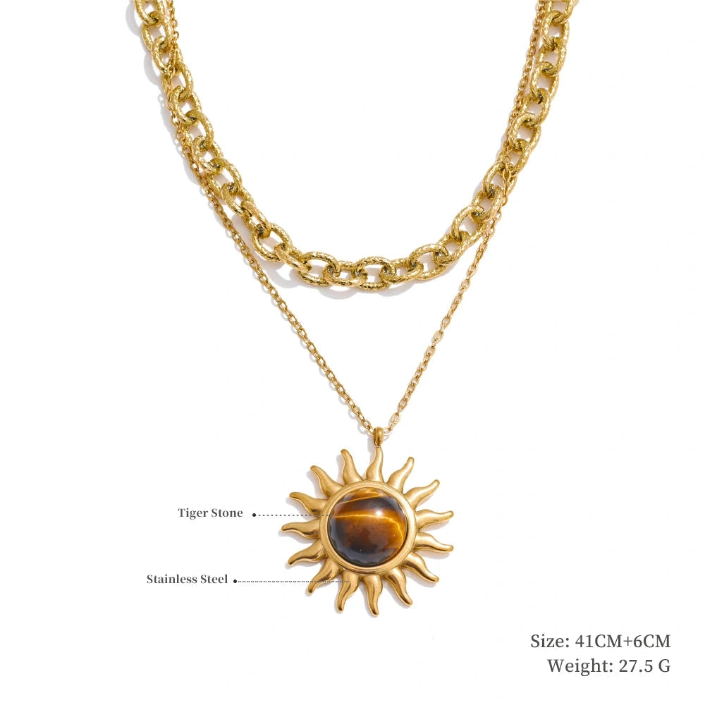 Poised Me Jewelry Studio Trendy Sun Ocean Charm Pendant Handmade Jewelry Golden Waterproof PVD Plated Stainless Steel Summer Jewelry