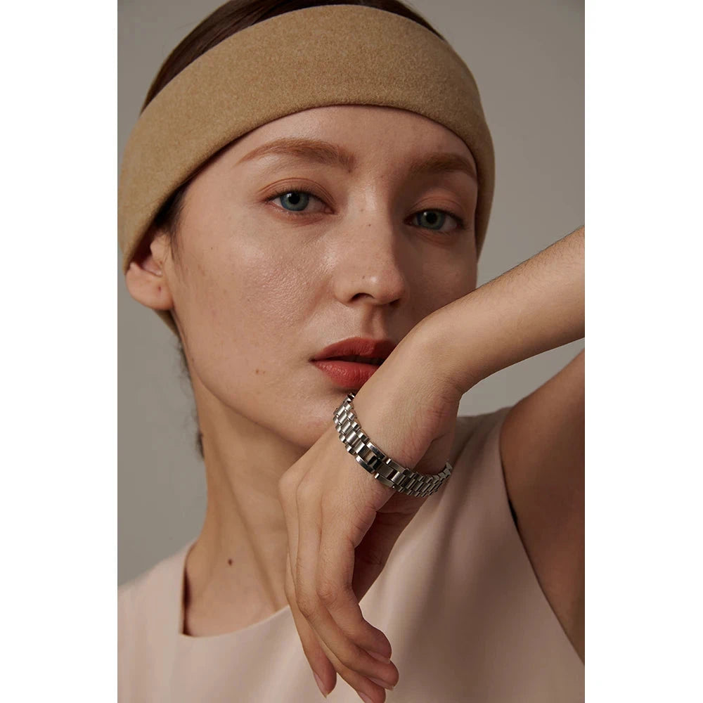 Chain Bracelet Simple 18K Plated Stainless Steel Heavy Metal Texture Fashion Jewelry Men Bijoux Femme Party Waterproof by PoisedMe