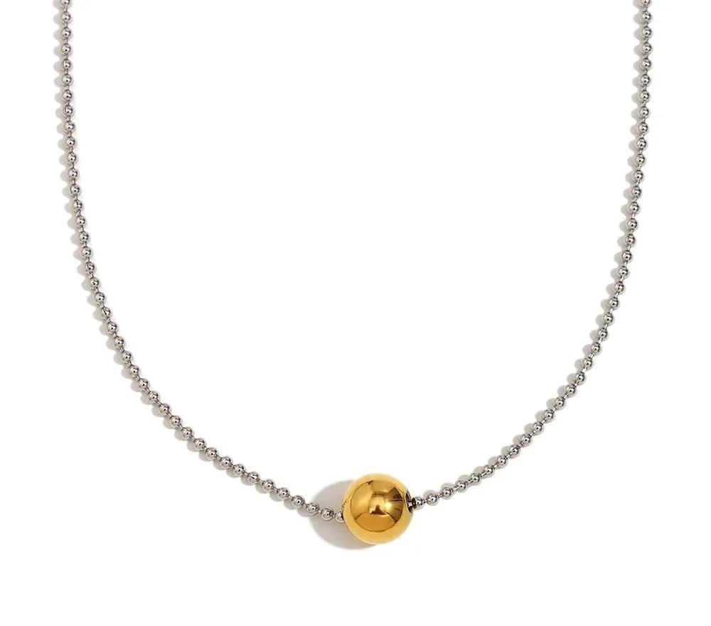 Unique 316L Stainless Steel Round Bead Chain Necklace Party Trend Waterproof Jewelry For Women's Neck Jewelry Gift by PoisedMe