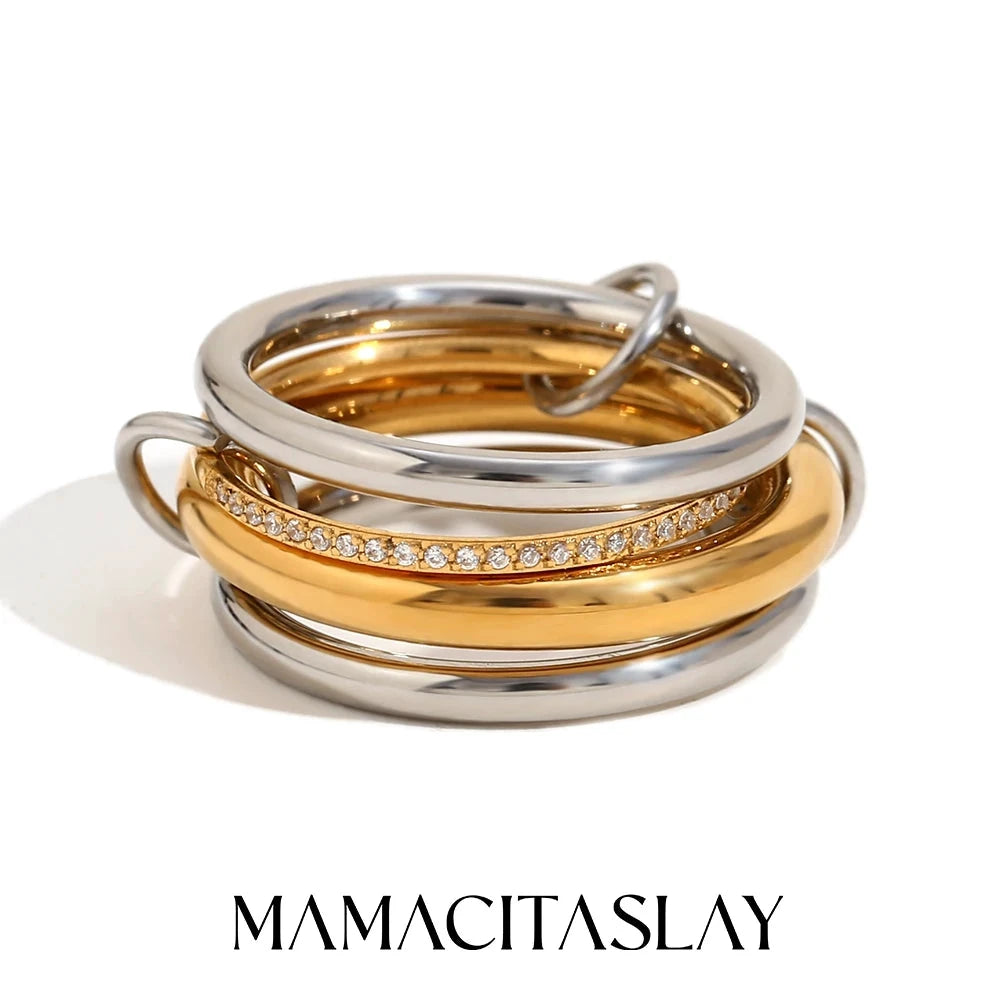 Unique Cool Three/Four Fingers Chain Shape Variable Hiphop Rings Stainless Steel Trendy Accessories Women Men Gifts by PoisedMe