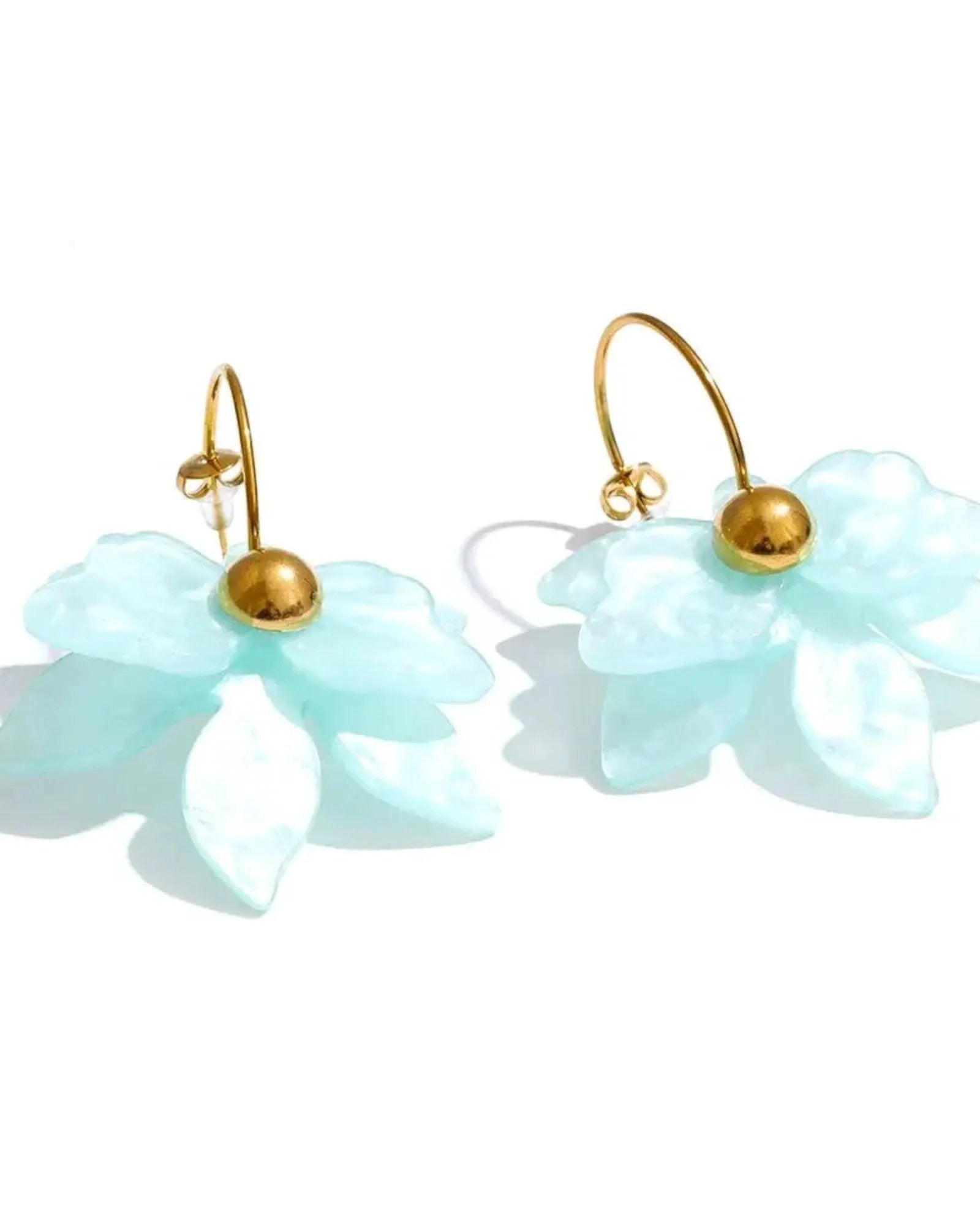 Multicolor Acrylic Flower Petal Drop 18k PVD Plated Stainless Steel Earrings Hooks by Poised Me Jewelry Studio