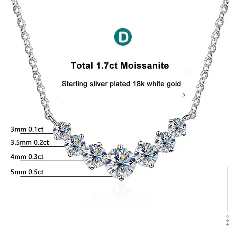 Moissanite Necklace for Women Wedding Fine Jewelry with Certificates 925 Sterling Silver Plated 18K White Gold Necklace by PoisedMe