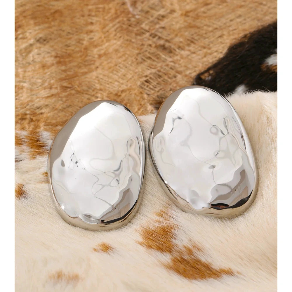 35*50 mm Stainless Steel Geometric Minimalist Waterproof Stud Earrings Statement Temperament Jewelry for Women Wholesale by PoisedMe