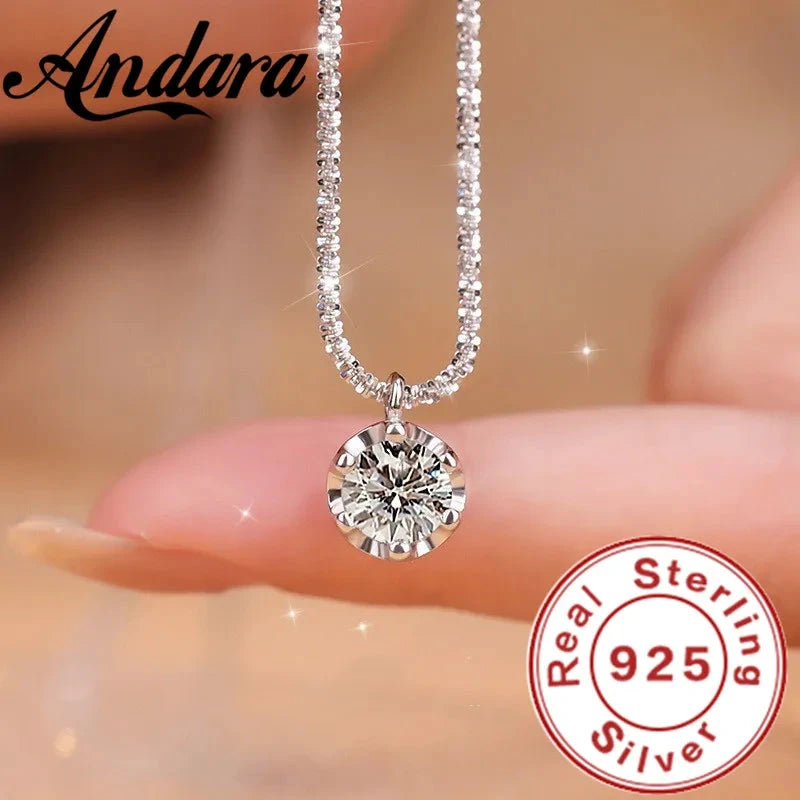 Luxury 925 Sterling Silver AAAAA Zircon Pendant Necklace For Women Jewelry by PoisedMe