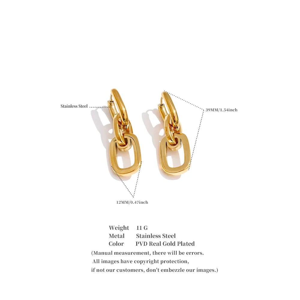 Daily 316 Stainless Steel Rectangle Drop Dangle Earrings for Women Statement Minimalist High Quality Jewelry Wholesale by PoisedMe