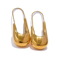 Stainless Steel Geometric Hoop Earrings 18K PVD Plated Texture Jewelry For Women by PoisedMe